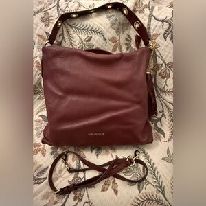 Michael Kors Wine Leather Shoulder Bag / Crossbody with Tassel